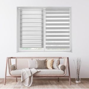 ECOMMERC3 Rolgordijn voor dag en nacht zonder boren, afmetingen 70 x 130 cm, Easyfix zonder gereedschap, stofgrootte 67 x 125 cm, voor nacht en dag, zilvergrijs