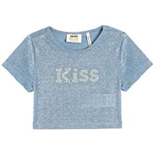 Koton T-shirt met korte mouwen voor meisjes met ronde hals, blauw (637), 5-6 Jaar