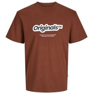 JACK & JONES Jorvesterbro Newton Branding Tee Ss Cn T-shirt voor heren, Brandy Brown/Print: scan, S