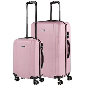 ITACA - Koffers. Set van stevige koffer met 4 wielen - Grote koffer, ruimkoffer vliegtuig, bagage voor op reis. Set reiskoffer. Combinatieslot 71117, roze, Roze, 55 cm + 75 cm, Basis