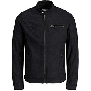 JACK & JONES heren Kunstleren Jjerocky Jacket Noos, Jet zwart/patroon: nep suède, XS