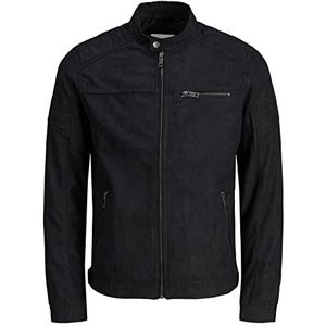 JACK & JONES heren Kunstleren Jjerocky Jacket Noos, Jet zwart/patroon: nep suède, XS