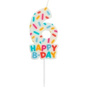 Folat 24116 Taartkaars Cozy Sprinkles cijfer/cijfer 6-7 cm verjaardagskaarsen voor verjaardag, verjaardagsdecoratie, voor kinderfeesten, bruiloften, bedrijfsfeesten, jubilea, meerkleurig, 7 cm