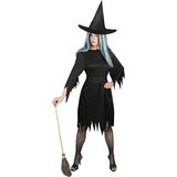 Halloween! Smiffys kostuum griezelige heks, zwart, met jurk, riem en hoed