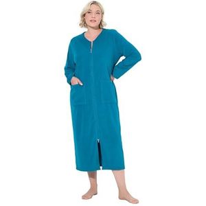 Ulla Popken - Badjas - Lagunes Groen - Grote Maten - Plussize - 2-weg Rits - Badstof