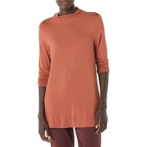 Amazon Essentials Dames Jersey lange mouwen Mock Neck Swing Tuniek (voorheen Daily Ritual), bruin, Medium
