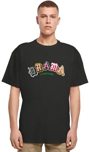 Mister Tee Mannelijk T-shirt zonder kraag, zwart, L, zwart, L