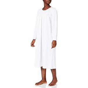 Calida Dames Soft Cotton Nightshirt nachthemd van katoen met lange mouwen, wit, 40/42