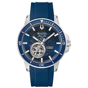Bulova Heren analoog automatisch horloge met siliconen armband 96A303, blauw, Modern