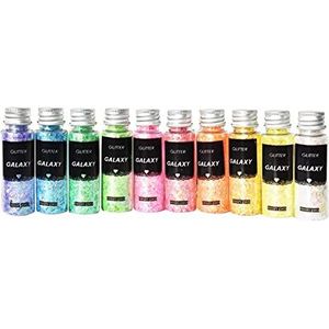 Set van 10 x 10 g Galaxy Glitter pastelschilfers HOLOGRAFISCHE voor epoxyhars, doe-het-zelf knutselen, thuisdecoratie, nail art