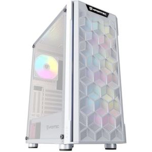 Nfortec - AZIR PC Gaming Mid Tower (ATX) Behuizing, 4x 120mm ARGB Fans Inbegrepen, Front Mesh, Gehard Glazen Zijkant, Wit