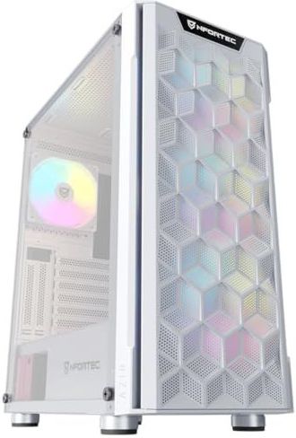Nfortec - AZIR PC Gaming Mid Tower (ATX) Behuizing, 4x 120mm ARGB Fans Inbegrepen, Front Mesh, Gehard Glazen Zijkant, Wit