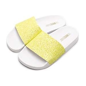 The White Brand Unisex kinderen glitter mat peeptoe sandalen, Geel Neon Geel Neon Geel Geel, 31 EU