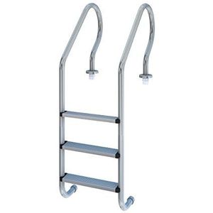 Productos QP - Zwembadladder 3 treden, ladder van roestvrij staal, met verankeringen en bekleding, ladderbreedte 500 mm