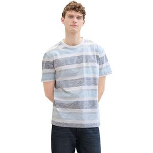 TOM TAILOR Heren T-shirt, 35652 - Navy Grey Mint Block Stripe, 3XL