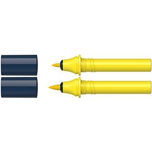 Schneider 040 Paint-It Twinmarkerpatronen (Brush Tip & 1,0 mm ronde punt, kleurintensieve inkt op waterbasis, voor gebruik op papier, 95% gerecycled kunststof) zand 064