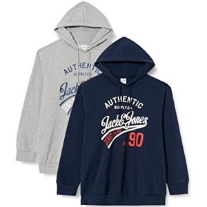 JACK&JONES PLUS JJETHAN Sweat Hood 2PK PLS MP capuchontrui, Navy Blazer / Pack: Navy Blazer + LGM, 4XL, Navy Blazer/Pack: navy blazer + Lgm, 4XL grote maten