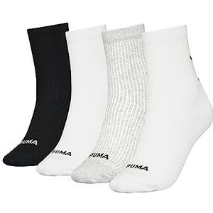PUMA CLSSC Sok voor dames, verpakking van 4 stuks, wit/grijs/zwart, 39-42 EU