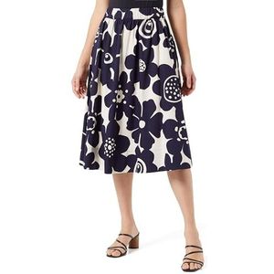 Seidensticker Rok voor dames, regular fit, satijn, rok met zakken, midi-rok, 100% katoen, Donkerblauw, 44
