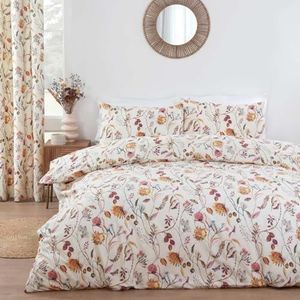 Prestigious Textiles Sundour Grove Prachtige Bloemen & Vlinder Design Dekbedovertrek Set in Multi Colour op een Natuurlijke Achtergrond King Bed Grove