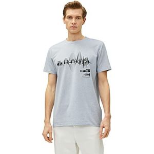 Koton Heren Slogan Bedrukt T-shirt Crew Neck Short Sleeve, blauw (624), S