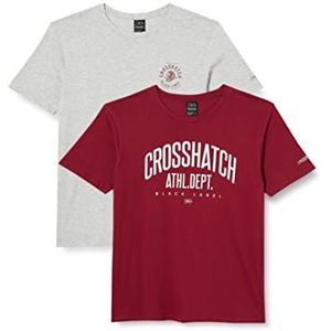 Crosshatch Heren OLDSKOOL T-shirt, Rood/Grijs Marl, XX-Large, Rood/Grijs Marl, XXL