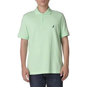 Nautica Effen katoenen piqué poloshirt met korte mouwen voor heren, Asgroen Solid, S