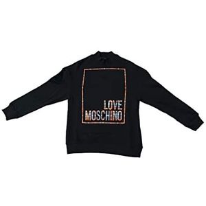 Love Moschino Dames Regular Fit High Collar met Shiny Print Logo Box Sweatshirt, zwart, 46
