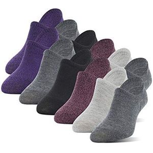 Peds Dames Essential Midcut No Show Sokken, 12 paar casual, donkergrijs/lichtgrijs/roze/zwart/paars, schoenmaat: 3-8 UK (Pack van 12)