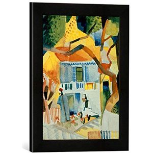 Ingelijste afbeelding van August Macke binnenplaats van het landhuis in St.Germain, kunstdruk in hoogwaardige handgemaakte fotolijst, 30 x 40 cm, mat zwart