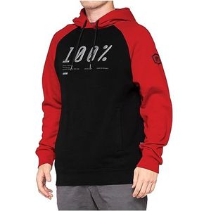 100% CASUAL Barrage trui hoodie fleece zwart/diep rood - L