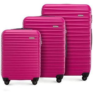 Stevige kofferset 3 stuks. Trolley koffer reiskoffer van Wittchen ABS harde 4 wielen cijferslot Roze