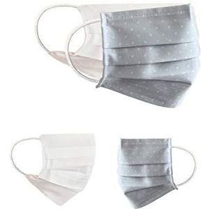 BaF Community-maskers Set van 2 stuks Unisex geïmproviseerd masker Omkeerbaar mondbeschermingsmasker Mond- en neusbescherming Omkeerbaar masker met motief katoen BCI Wasbaar