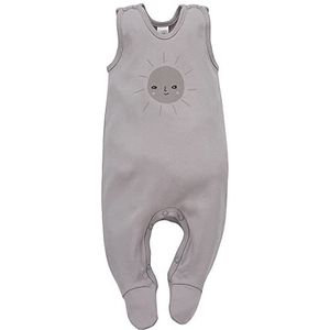 Pinokio Baby Sleepsuit Hello, 100% katoen grijs met sons, unisex maat 50-68 (50), grijs, 50 cm