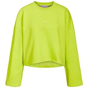 JACK & JONES Dames JXABBIE LS Wide Every Brush Crew SN Sweatshirt, Lime Punch/Print: Lime Cream JJXX Logo, S