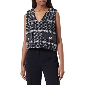 Sisley Womens TOP 5SYLLH00G Shirt, Black and White 901, L