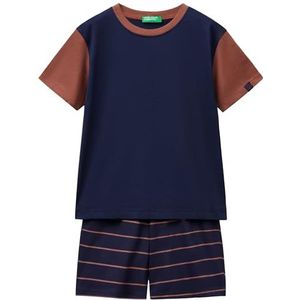 United Colors of Benetton Pig(T-shirt + short) 30960P08R pyjamaset, blauw, L voor kinderen, Blauw, L