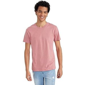 DeFacto Heren Slim Fit Basic T-shirt - Klassiek T-shirt voor mannen, Rosé, XXL