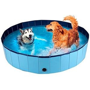 maxxpro Hondenzwembad - 160 x 30 CM - Grote Hondenrassen - Opvouwbaar Honden Bad - Anti-Slip Bodem - met Leegloopventiel - Blauw