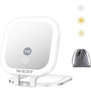 WEILY - Zakspiegel - Draagbaar - 10X/1X Vergroting - Met Verlichting - Dubbelzijdig - Oplaadbaar