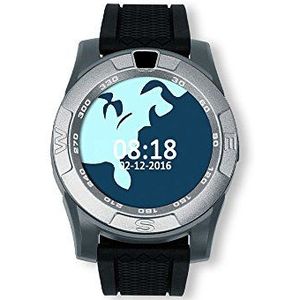 EKS18017 EclocK Quartz Unisex Horloge met zwarte wijzerplaat 53,0 x 44,8 x 12,95 mm en zwarte rubberen band, riem