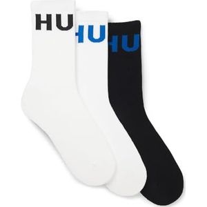 HUGO - QS ICONIC CC 1 - Vrijetijdssokken - Wit/Zwart - Set van 3