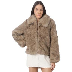 VERO MODA Dames VMAUDREY Short Fake FUR Jacket PRM korte jas, Silver Mink, S, silver mink, S