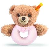 Steiff 239557 Slaap-goed-beer grijpring met rammelaar pluche dier, roze