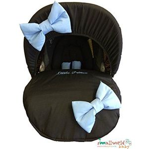 met zwart personaliseerbaar blauw strik baby autostoelhoes cover