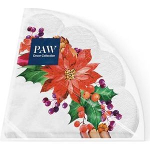 PAW - Papieren Servetten (32 cm Diameter) | 12 Stuks | Gedrukt met Inkt op Waterbasis | Creëer de Kerstsfeer | Voor een Vrolijke Kerst en Winter Wonderland Kerstfeest | Kleur: Poinsettia With Cones