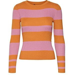 VERO MODA Dames VMALVA LS O-hals Stripe Pullover GA Boo L/S gebreide stof, Nugget/Stripes: Cyclamen, XS, Nugget/stripes: cyclam, XS