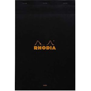 RHODIA 196009C - Nietend Kladblok N°19 Zwart - A4+ - Gevoerd - 80 Afneembare Vellen - Wit Clairefontaine Papier 80 g/m - Zachte, Resistente en Waterdichte Beklede Kaarthoes - Basics