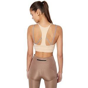 Trendyol Dames Crop Scoop Neck Knit Sportbeha, Ecru, S