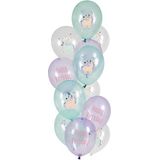 Folat 25153 Ballonnen set latex unicorns & rainbows 33 cm - 12 stuks, voor verjaardag kinderen en feestdecoratie, meerkleurig